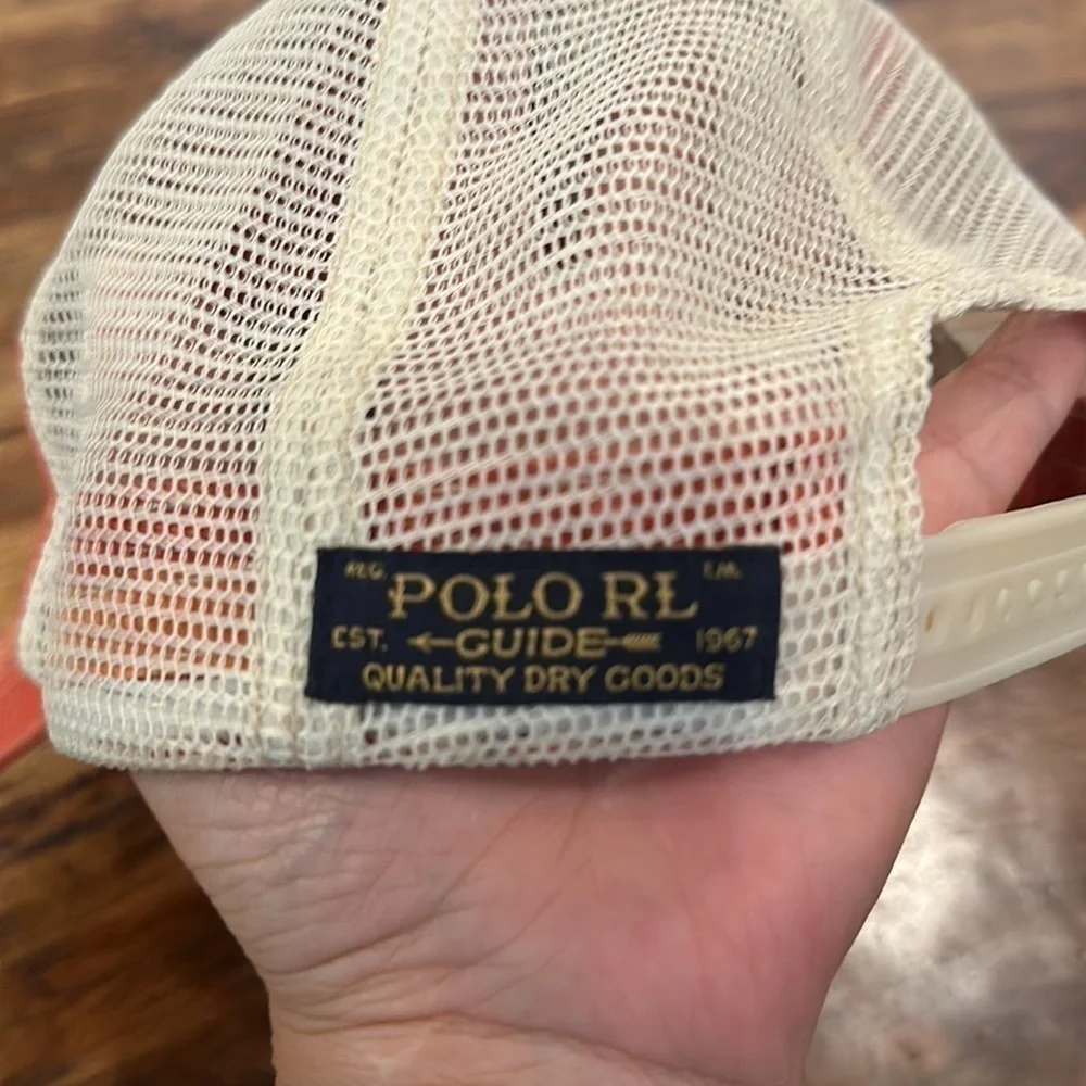 Polo Ralph Lauren Vintage Trucker Baseball Hat Hunting Orange Army Green